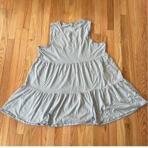 J Crew Mini Dress Womens 2X Light Blue Sleeveless Tiered Soft Knit A Line Casual